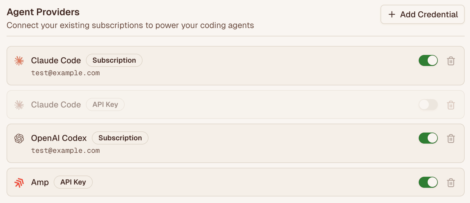 Multiple credentials